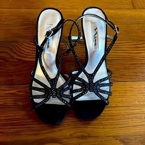 Nina black and sparkle strappy heels